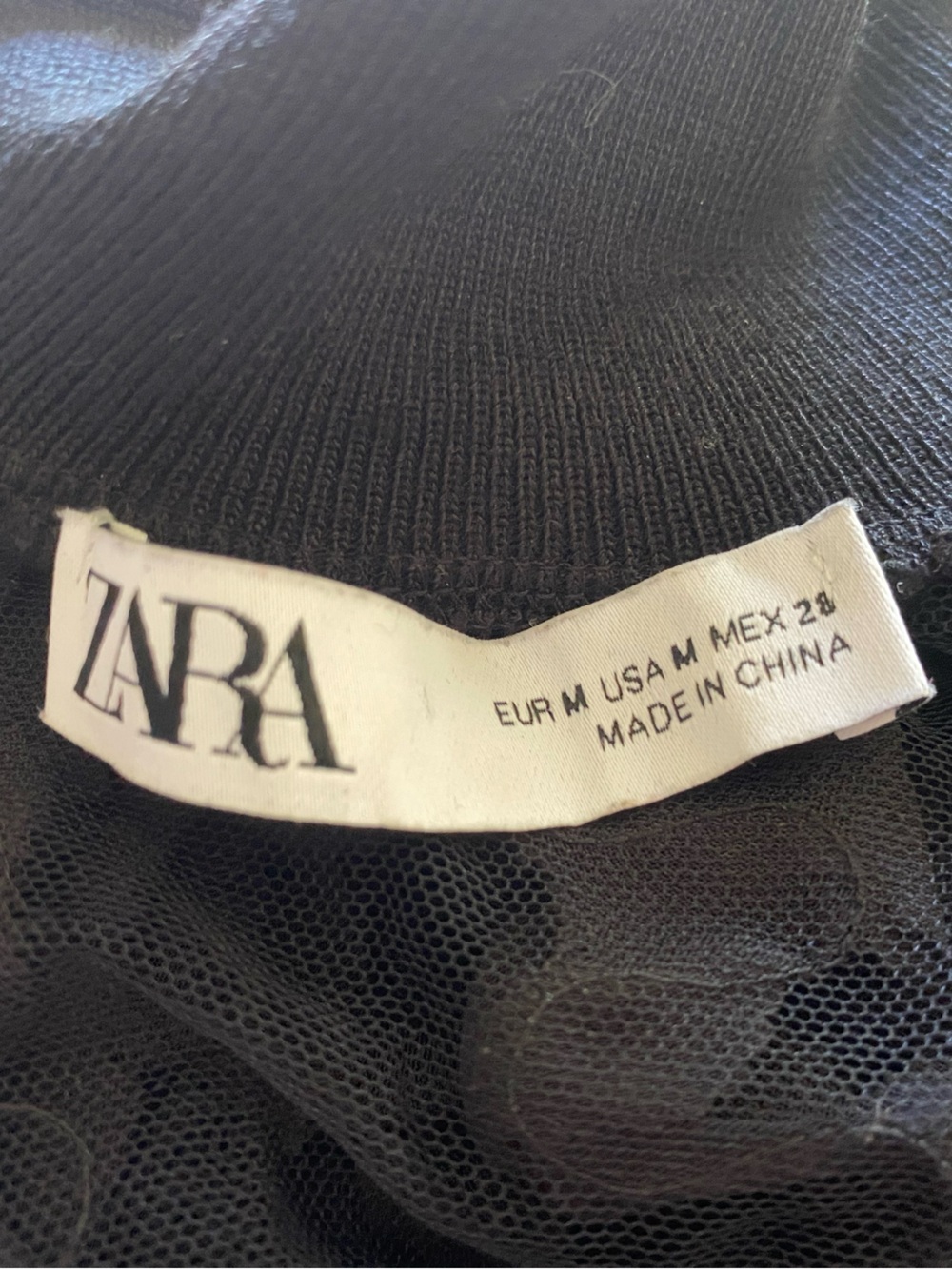 ZARA • Blogger Fav• Black Sheer Ruffle Appliqués Mesh Turtleneck Top Size Medium - Picture 6 of 8